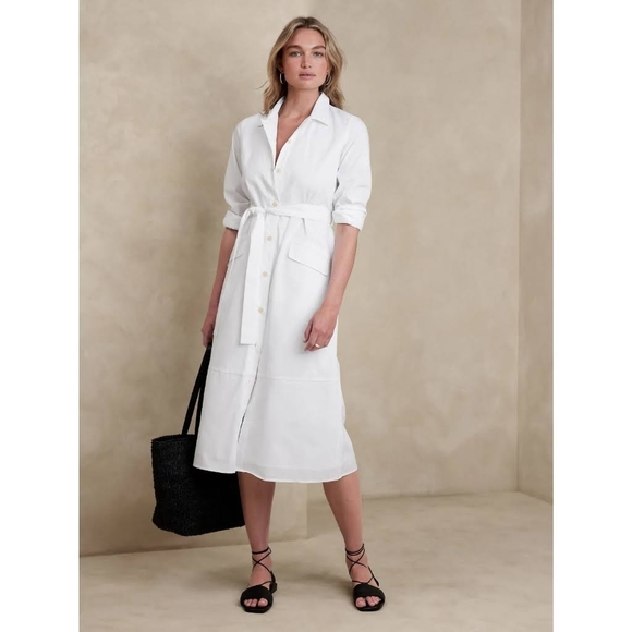 White cotton shirt dress - Picture 1 of 7